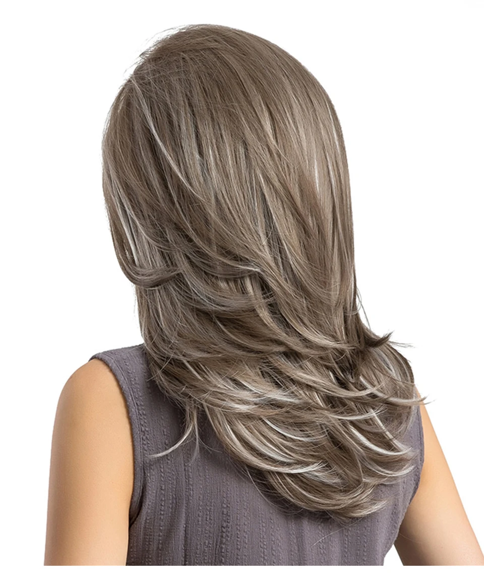 JONRENAU термостойкие длинные натуральные волнистые волосы синтетические коричневые волосы парики с челкой для белых/черных женщин