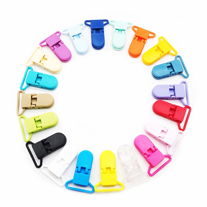 

Chenkai 50PCS 25mm Baby Pacifier Clip Plastic Baby Holder Soother Holder Dummy D-shape Clips For Baby Pacifier Nipples Holder