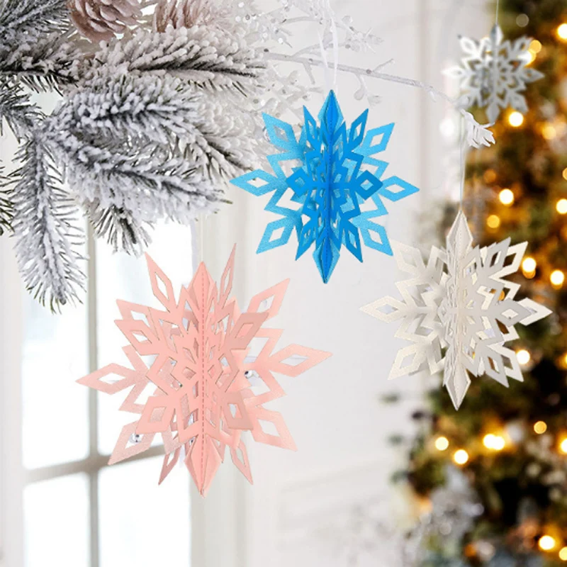 6 шт./компл. Natal. Q полые висячие украшения 3D Картонная Рождественская декоративная снежинка новогодние популярные вечерние украшения