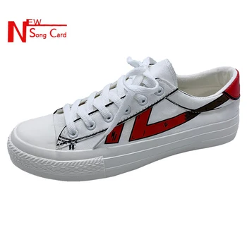 

New song card 2020 Summer new men's vulcanized shoes Wild fashion graffiti student canvas shoes Low-top men casual sneakers39-44