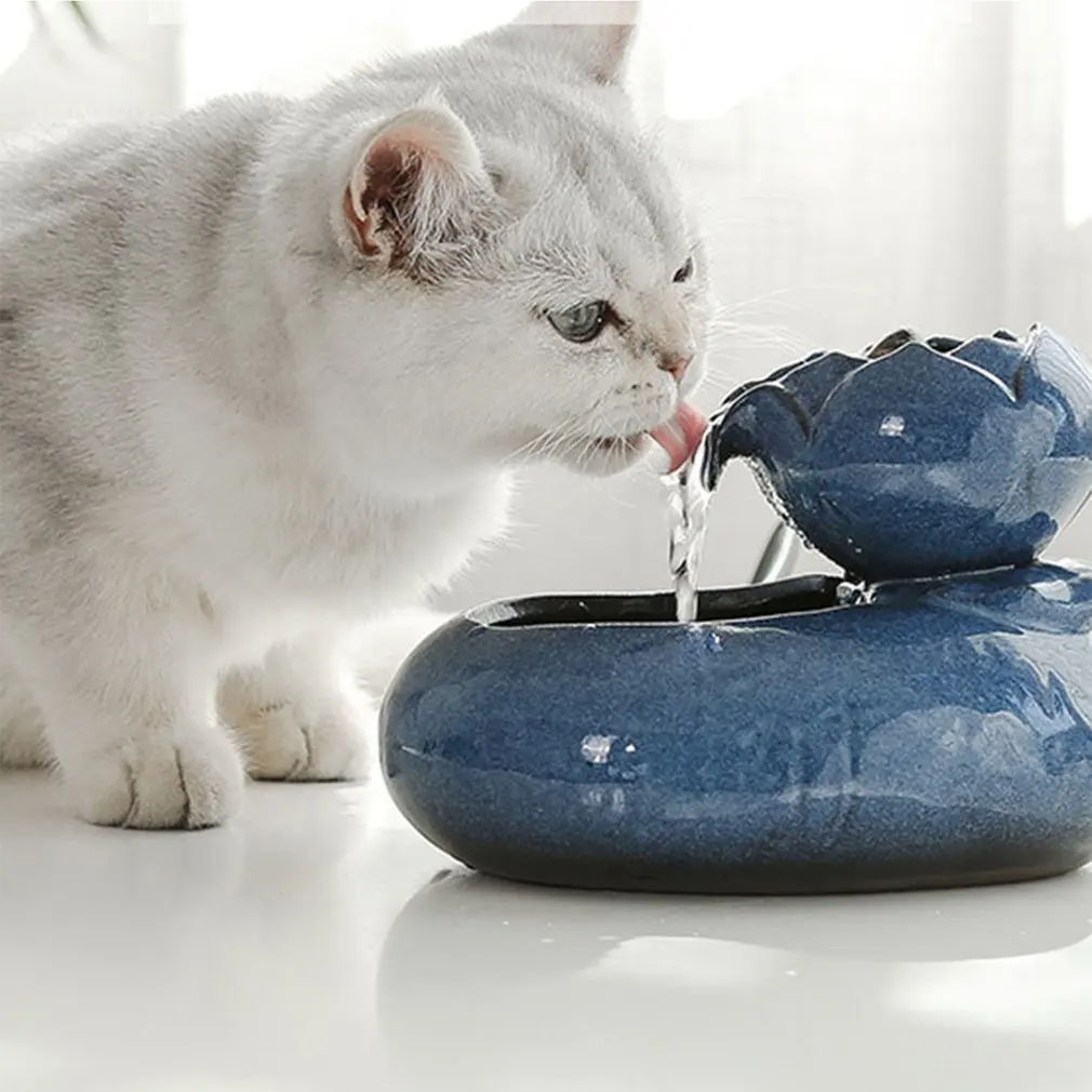 Ceramic Pet Water Dispenser Cat Water Dispenser Automatic Cycle Dog Drinking Basin Fountain