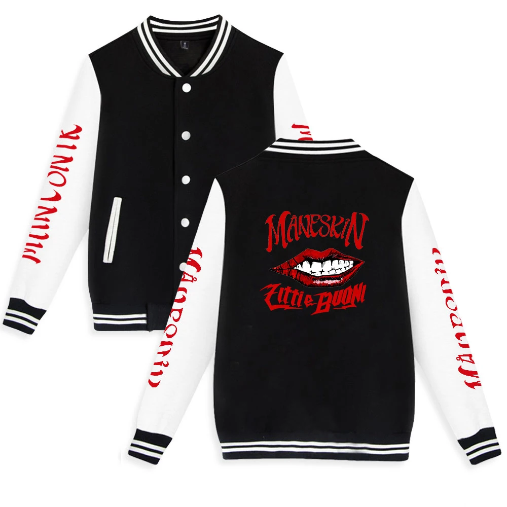 

Maneskin Zip Up Baseball Uniform Men's Jackets Streetwear Hip Hop Harajuku Sweatshirt Damiano David Hoodie Casual Sportswear