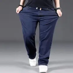 Цвет: синий, черный, темно-синий, светло-синий 2019 Новые мужские свободные джинсы большого размера с веревкой мужские очень большие