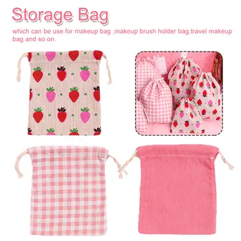 

Women Travel Beauty Wash Pouch Cosmetic Bag Drawstring Make Up Case Makeup Toiletry Organizer Cotton Fabric Women Cute Toiletry