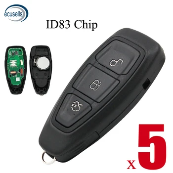 

5PCS/LOT, Intelligent Remote Key 3 Button 434MHz ID83 Chip for Ford Focus C-Max Mondeo Kuga Fiesta 2010+