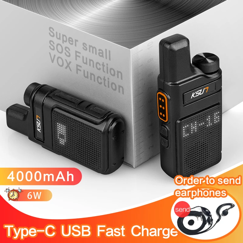 KSUN X-M6 Mini двухсторонняя радиостанция UHF PMR 446 Walkie Talkie 2PCS портативный Радиоприемник