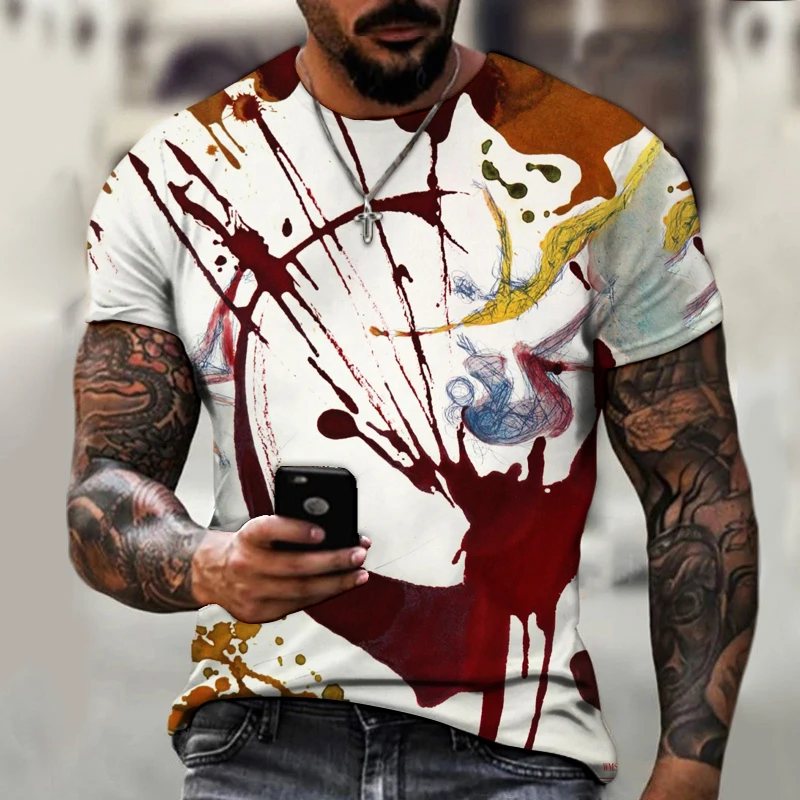 Фото Мужская футболка с коротким рукавом и 3D-принтом в европейском стиле | одежда