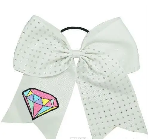 Банты волосов 7 &quotЧирлидинг Стразы Bling Cheer Луки с Эластичная лента вышивкой