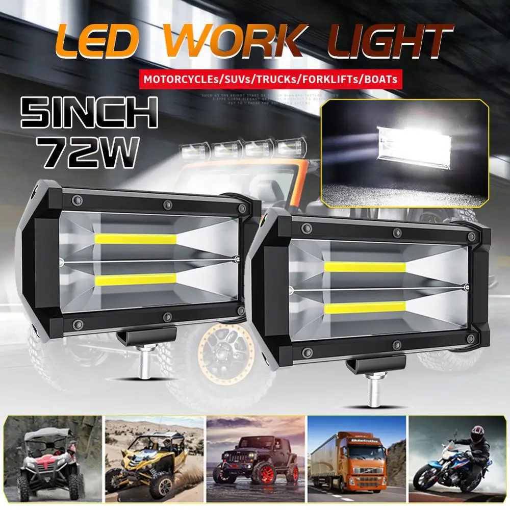 

2 Pcs LED Car Work Light 12V 24V 72W Work Fog Lamp For Offroad 4x4 Suv Atv Truck Fire Truck Agricultural Vehicle Searchlight
