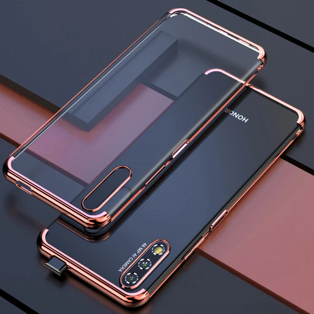 Pink Huawei Honor 9X чехол, ультра-тонкое прозрачное покрытие, Мягкая силиконовая задняя крышка для Honor9X 9XPro 8X Max чехол s Phone Coque - Цвет: Pink