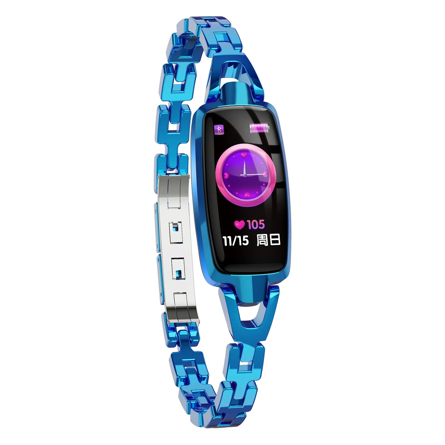 DR66 Смарт-часы для женщин монитор сердечного ритма фитнес-трекер Bluetooth Smartwatch водонепроницаемый Дамский умный браслет женский смарт-браслет - Цвет: blue