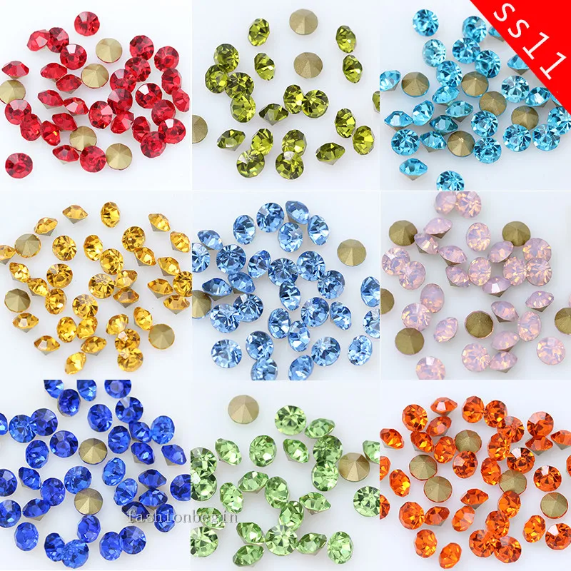 

144/1440p ss11 Round color pointed foiled back czech crystal rhinestone Nail Art Decoration craft DIY jewellery brooch glass Gem