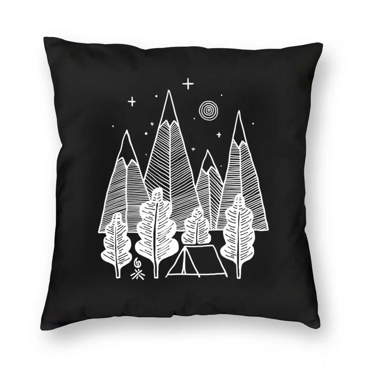 

Camp Line Square Pillowcase Polyester Linen Velvet Printed Zip Decor Bed Cushion Cover 45x45