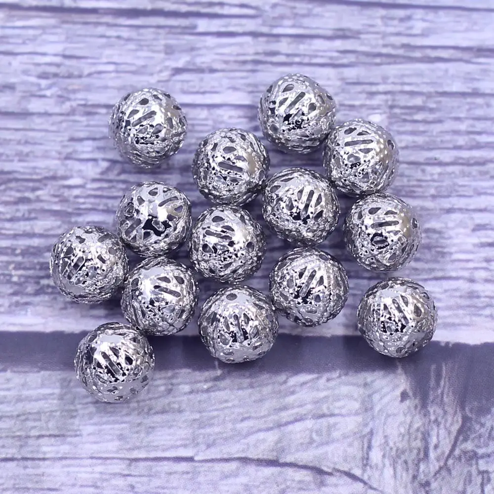 1000Pcs Spacer Loose Beads Round Alloy Ball Flower Hollow Mixed For Charm Necklace Jewelry DIY Findings
