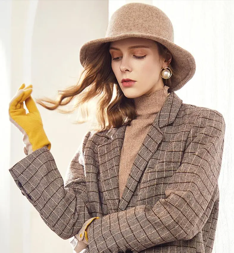 H7675 женская шляпа Fedoras, Женская осенне-зимняя шерстяная шапка с куполом, женская шапка для путешествий, Простые Вечерние шапки высокого качества, модные элегантные шапки