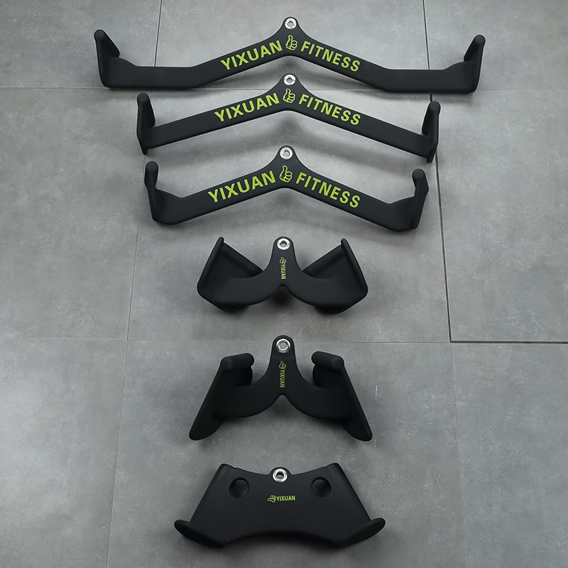 1 Set Fitness Pully Cable Machine Attachment T-Bar Biceps Blaster Handle Gym Lat Pull Down Rowing Machine Bar Grips Accessories