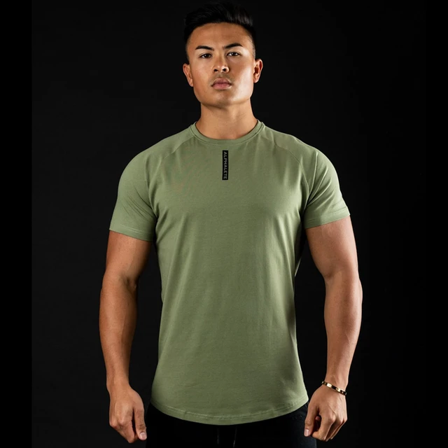 Camiseta ajustada informal para hombre, camisetas de manga corta para  gimnasio, Fitness, culturismo, Tops de algodón para hombre, ropa de  entrenamiento deportivo de verano - AliExpress