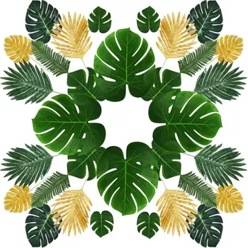 

UNOMOR 70pcs Hawaii Monstera Artificial Palm Leaf Beach Forest Monstera Decoration Tropical Theme Party Plants Leaf