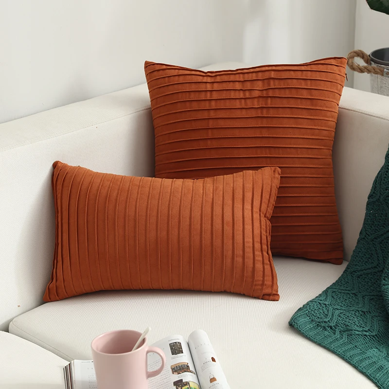 Cilected, современная простая вертикальная полосатая подушка, бархатное покрытие для подушки, замшевая наволочка для дивана, украшение, 1 шт - Цвет: 22