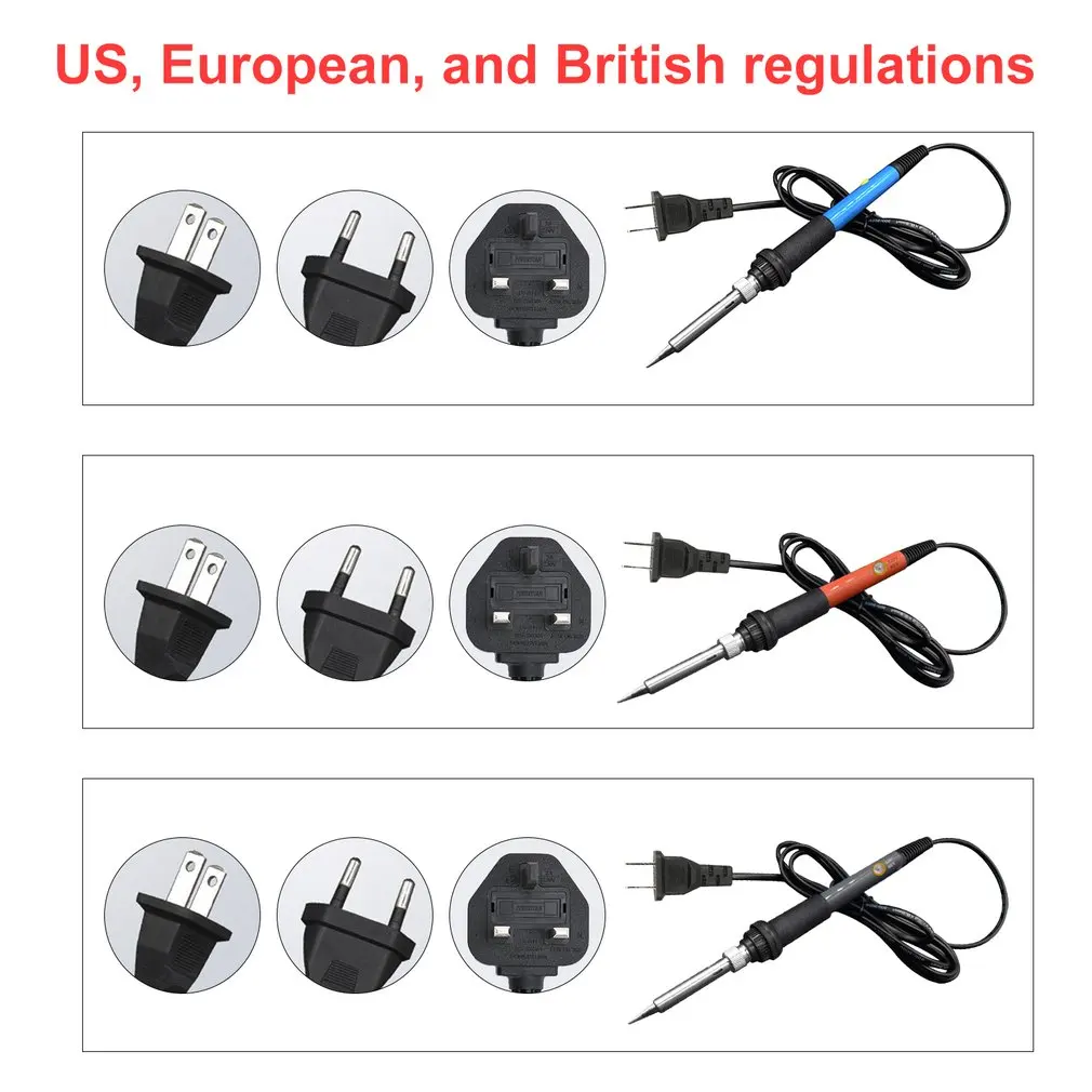 21 шт. 60 Вт регулируемый Электрический паяльник Комплект внутренний для нагревания сварки Припой карандаш ремонт инструмент ручка с A830L