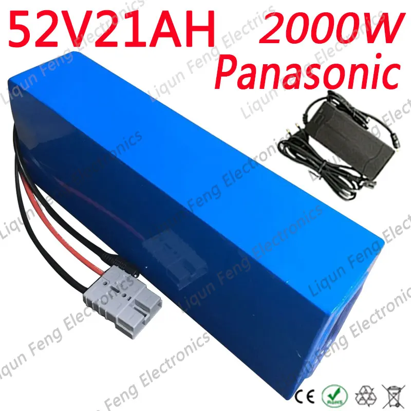 52V литиевая батарея использовать телефон panasonic 52V 20AH Электрический велосипед батарея 52V 20AH скутер батарея для 48V 1000W 2000W электродвигатель для скутера