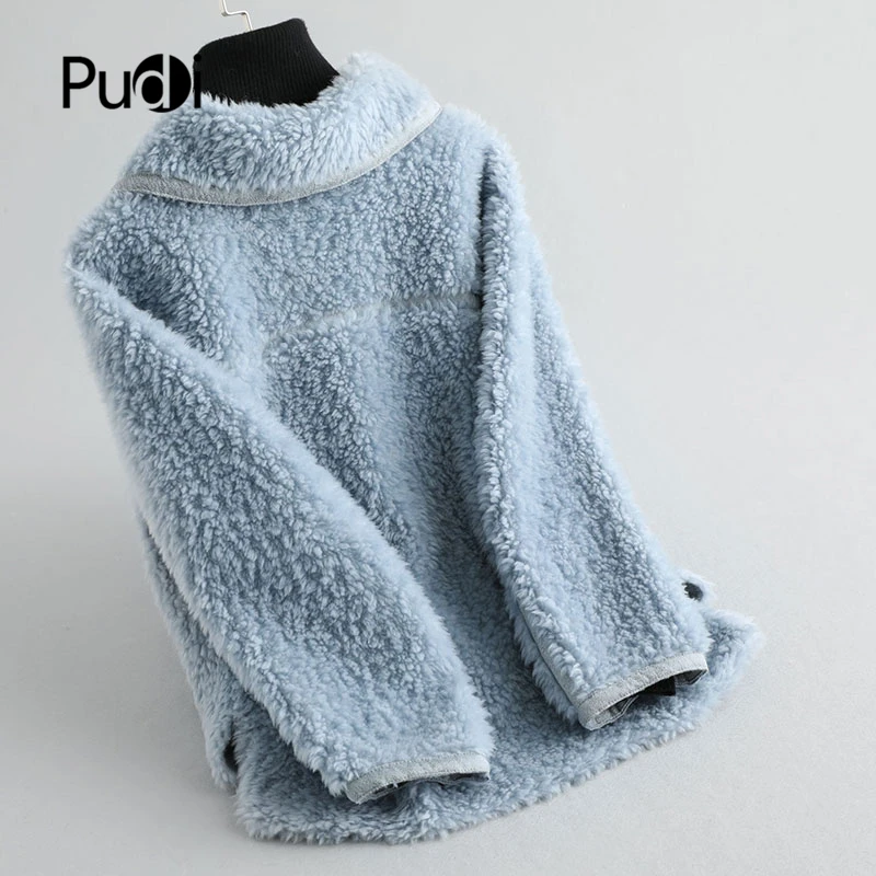 Pudi A19058 женская зимняя натуральная шерсть шуба короткая куртка пальто Дамская мода натуральная меховая шуба верхняя одежда