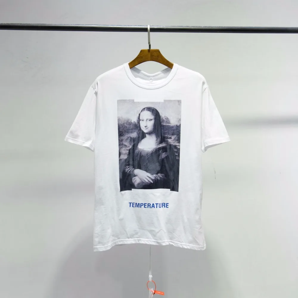 OFF-WHITE Street OW Улыбка Моны Лизы HD печать мужская пара свободная футболка с коротким рукавом