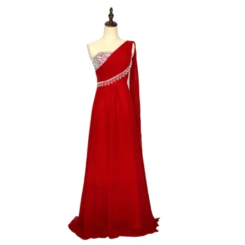 

Evening dress spring and summer one shoulder formal dress Sequined banquet bridal plus size slim evening dress long design
