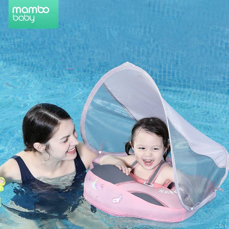 Baby Infant Non-Inflatable Float Lying Swimming Ring Children Waist Float Ring Floats Pool Toys Swim Trainer Sunshade Swim Ring