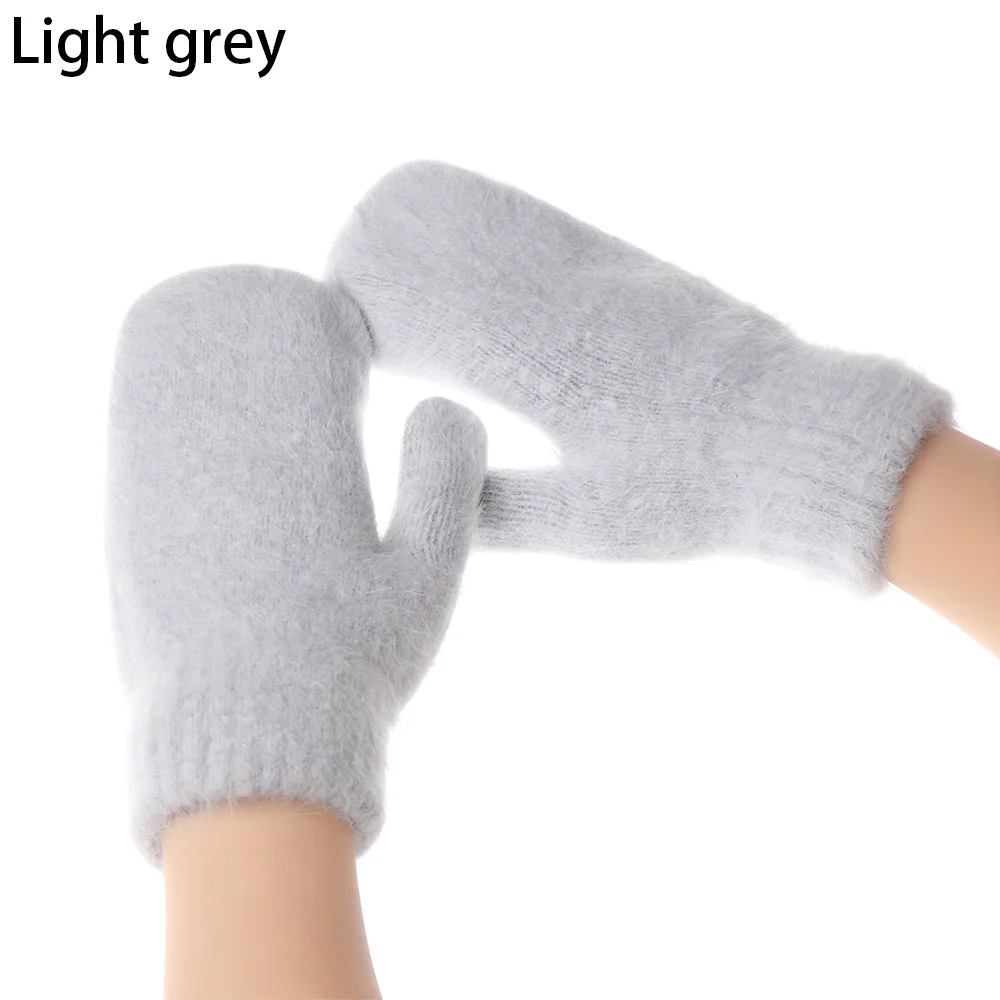 light grey Плюшевые перчатки, ветрозащитные плотные теплые варежки, зимние мягкие бархатные эластичные перчатки, яркие цвета, модные зимние теплые перчатки - Цвет: light grey