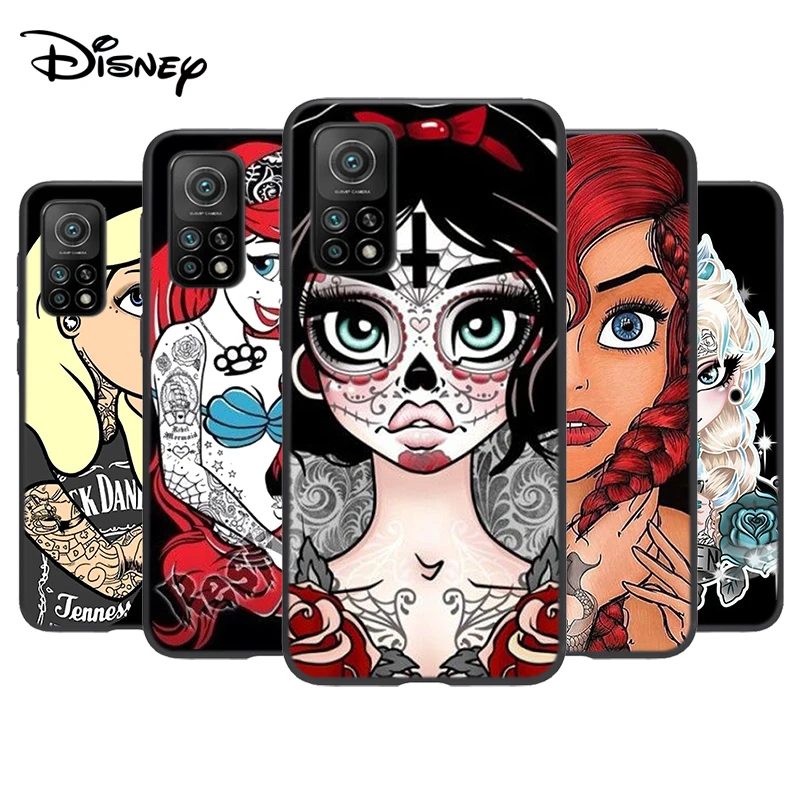 Silicone Cover Tattoo Disney Princess For Xiaomi Mi Note 11i 11 10i 10T 10 9 9T SE 8 Lite Pro Ultra Phone Case Shell | Мобильные