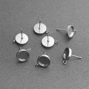 

Xinyao 20pcs/lot Stainless Steel Glue-on Ear Studs 6mm 8mm 10mm 12mm Round Pad Base Setting for DIY Jewelry Findings