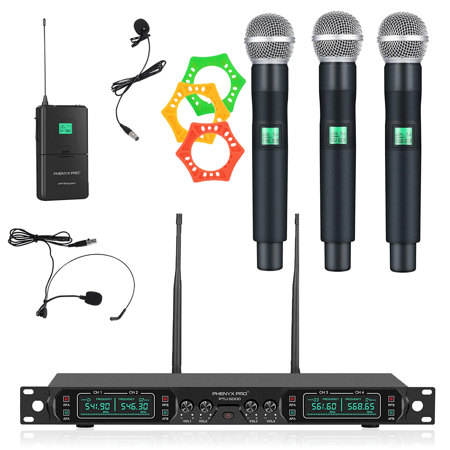 Phenyx Pro Système de Microphones sans Fil avec étui, Ensemble de  Microphones sans Fil à Main