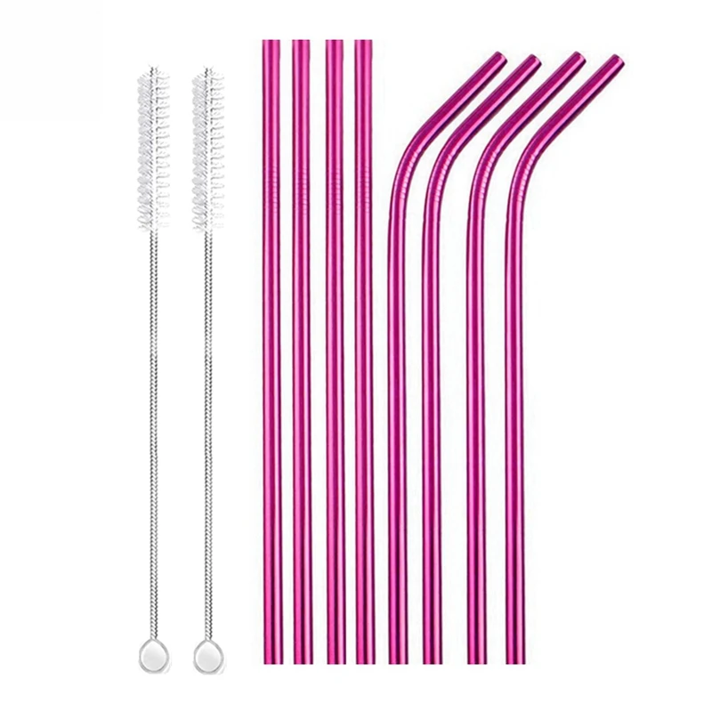 Eco-Friendly Reusable Stainless Steel Drinking Straws Set with Cleaner Brushes