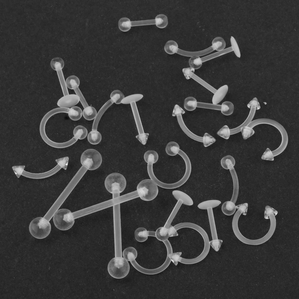 24 Pieces Mixed Acrylic Nose Studs Ring Retainers Bars Piercing Body Jewellery