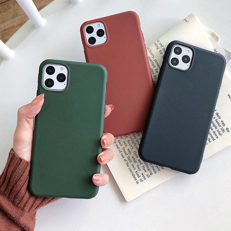 Matte Army Green Phone Case for iPhone 11 Case iPhone 13 Pro Max Silicone Cover 2020 SE 6 6s 7 8 7plus 8plus X XR XS Max 12 Mini apple 13 pro max case