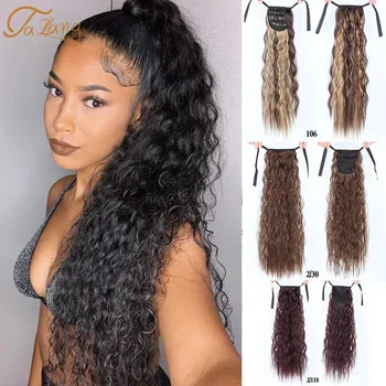 

TALANGLong Corn Curly Fake Hair Pieces Drawstring Ponytail Extensions for Women Synthetic High Temperature Fiber Hair Extensions