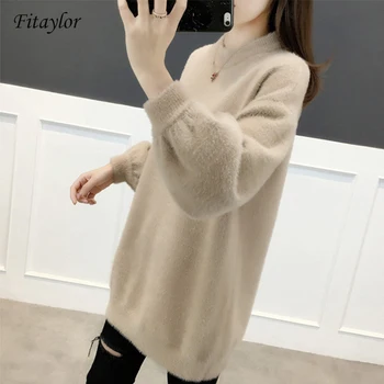 

Fitaylor New Women Sweater Spring Autumn Casual O Neck Knitted Pullovers Korean Style Long Sleeve Knitwear Female Tops