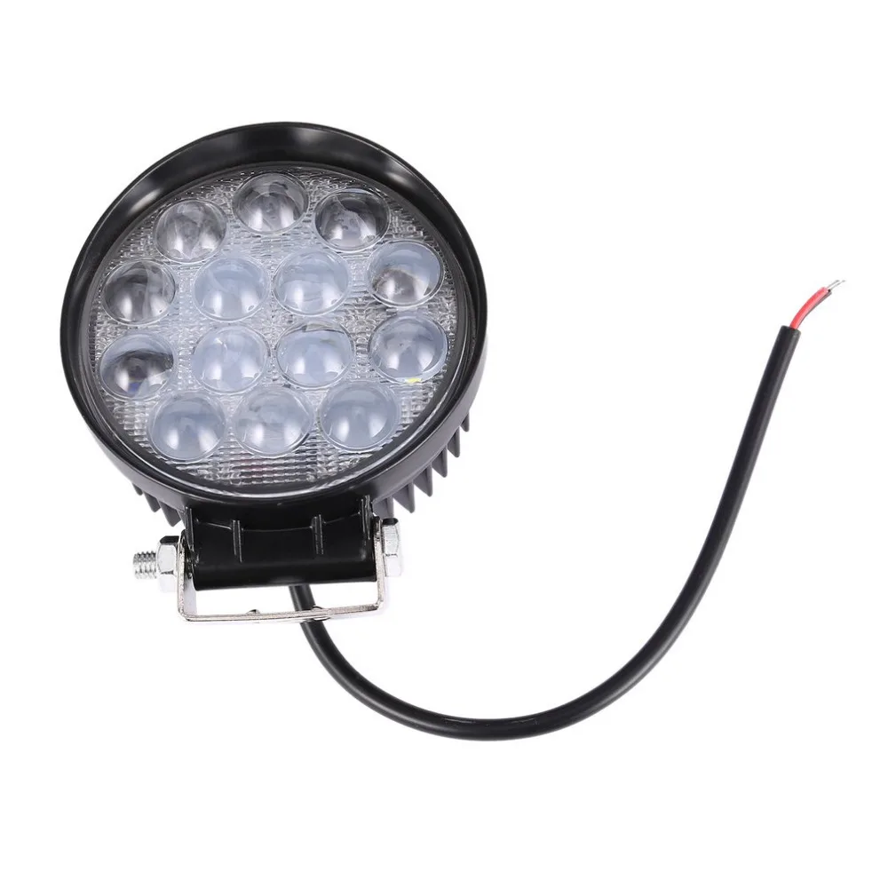 Waterproof 42W LED Working Light 6500K Round Shape Car Auto Headlight with 14pcs*3W LEDs for 12V Vehicles