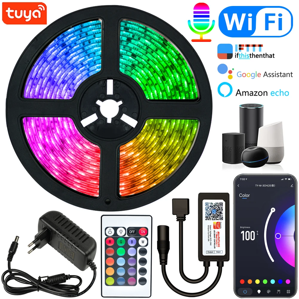 Светодиодные полоски водонепроницаемые гибкие лампы с Wi-Fi управлением RGB 5050 2835