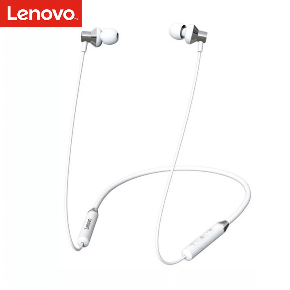 Lenovo HE05 Bluetooth наушники BT5.0 Спортивная гарнитура с защитой от пота беспроводные наушники для бега с шумоподавлением магнитные наушники - Цвет: Белый