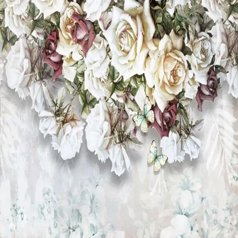 Foto Wallpaper Modern 3d Stereo Bunga Lukisan Minyak Lukisan Dinding Ruang Tamu Kamar Tidur Romantis Dekorasi Rumah Kertas Dinding Untuk Dinding 3 D