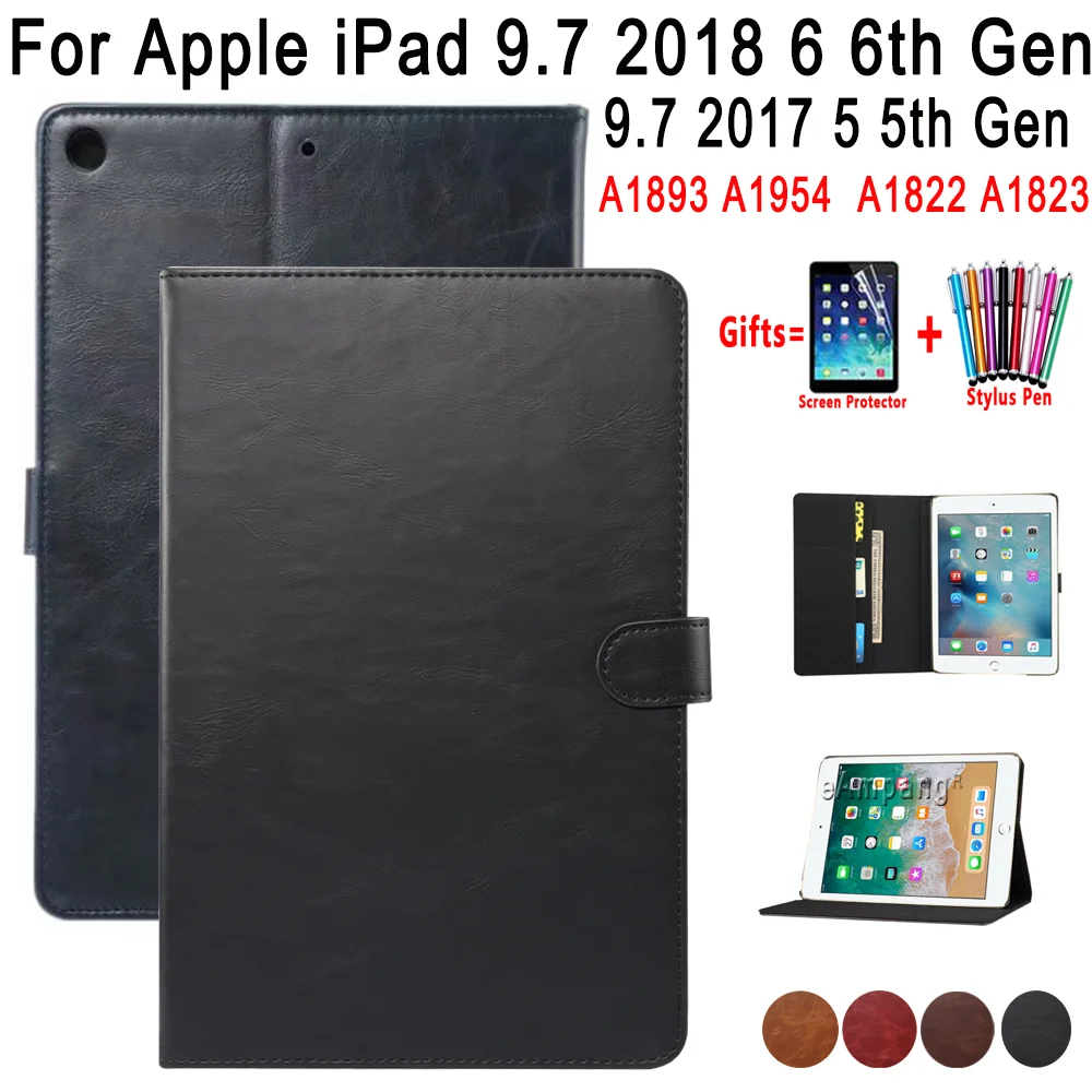Чехол для Apple iPad 9 7 2018 6 го поколения A1893 A1954 2017 5 A1822 A1823 Премиум кожаный смарт чехол