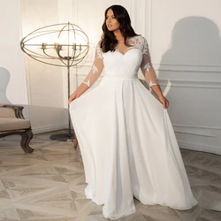 Scoop Fulle Sleeve Floor-Length with Chiffon Wedding Dresses Applique Lace-Up свадебное платьe Court Train 2022 Summer Factory