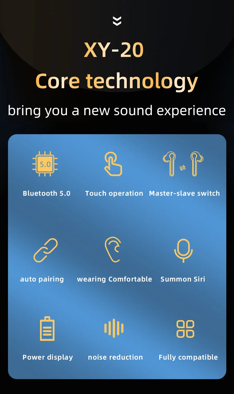 Touch Control Earbuds WIreless Headphones Bluetooth 5 0 For iPhone Samsung With Microphone Noise Cancelling