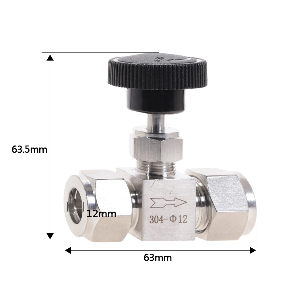 Adjustable Needle Valve O.D 3 4 6 8 10 12mm Tube Stainless Steel 304 High Pressure Acid Proof Straight Card Set Crane images - 6