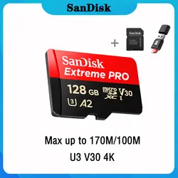 SanDisk Экстремальный Pro Micro SD карта 128 ГБ 32 ГБ 64 Гб 256 Гб 400 Гб U3 4K карта памяти 32 64 128 ГБ Флэш-карта SD/TF MicroSD для телефона