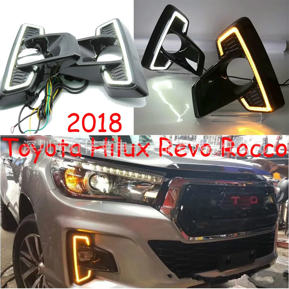 

2PCS LED Daytime Running Light For Toyota Hilux Revo Rocco 2018 2019 Car Accessories Waterproof 12V DRL Fog Lamp Decoration