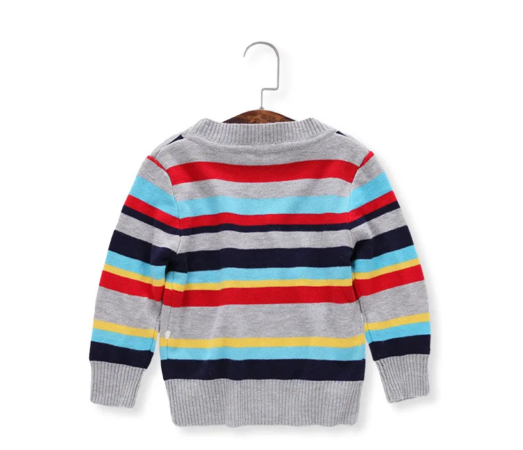 Осенний свитер для девочек, кардиганы для маленьких девочек, хлопковый джемпер, трикотажная одежда для детей, рождественское пальто-свитер с треугольным вырезом радуги