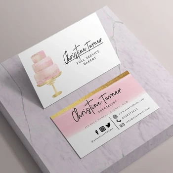 

Personalize Bakery Business DIY Business Card, Business Card Design, Modern Rose Gold Cake Business Card